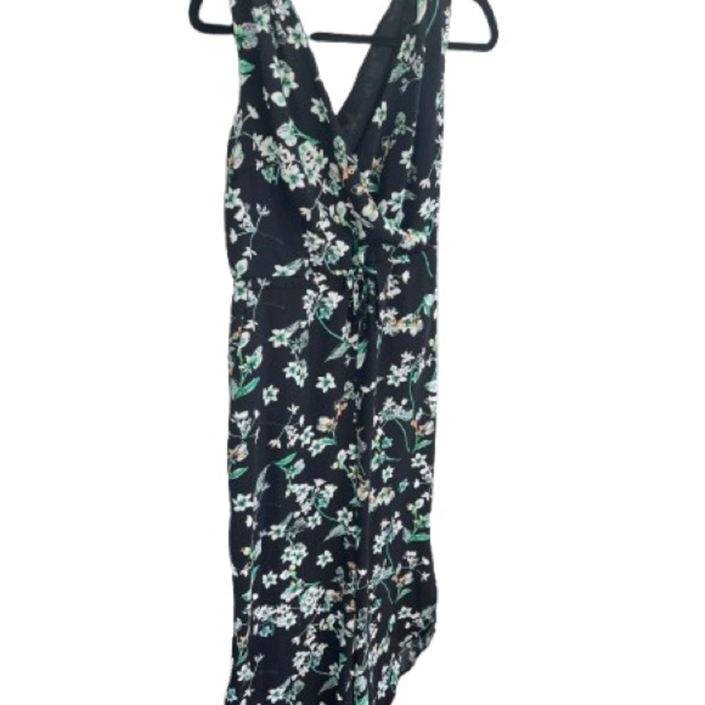 Tahari Black Floral V-Neck Sleeveless Women's Romper with Pockets Size 2